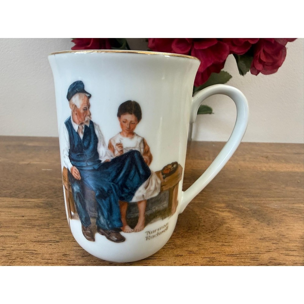 Norman Rockwell Collector Porcelain Mug‎ Set Vintage 1982 Rockwell Museum Boxed - Picture 4 of 14